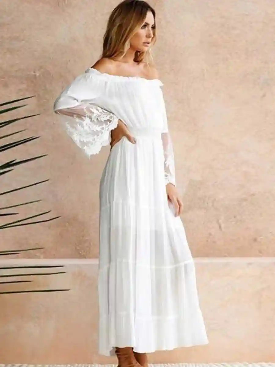Bohemian Maxi Dress in White - Image 3