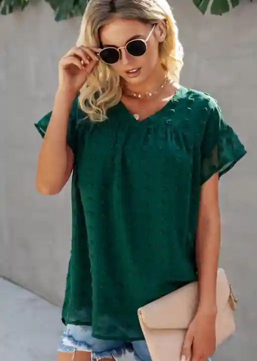 Boho Blouse Ruffle Short Sleeve - Image 4