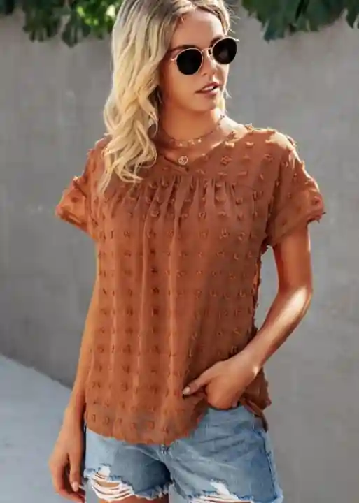 Boho Blouse Ruffle Short Sleeve - Image 5