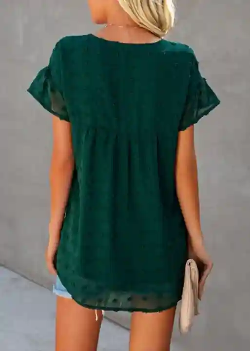 Boho Blouse Ruffle Short Sleeve - Image 6