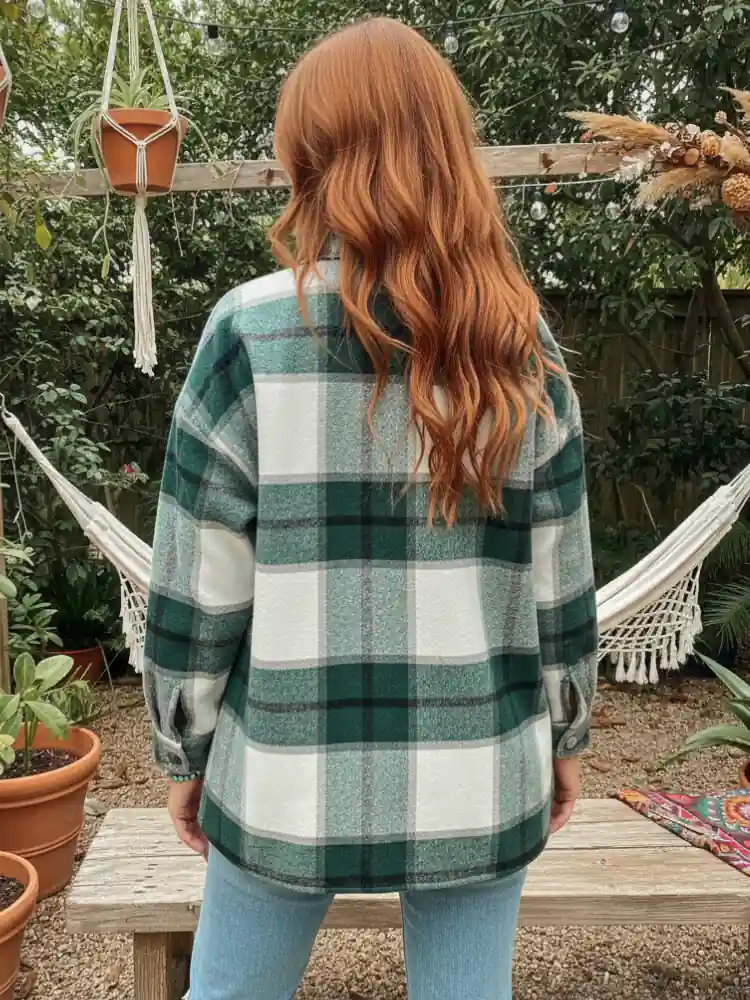 Boho Checked Shirt Jacket - Image 3