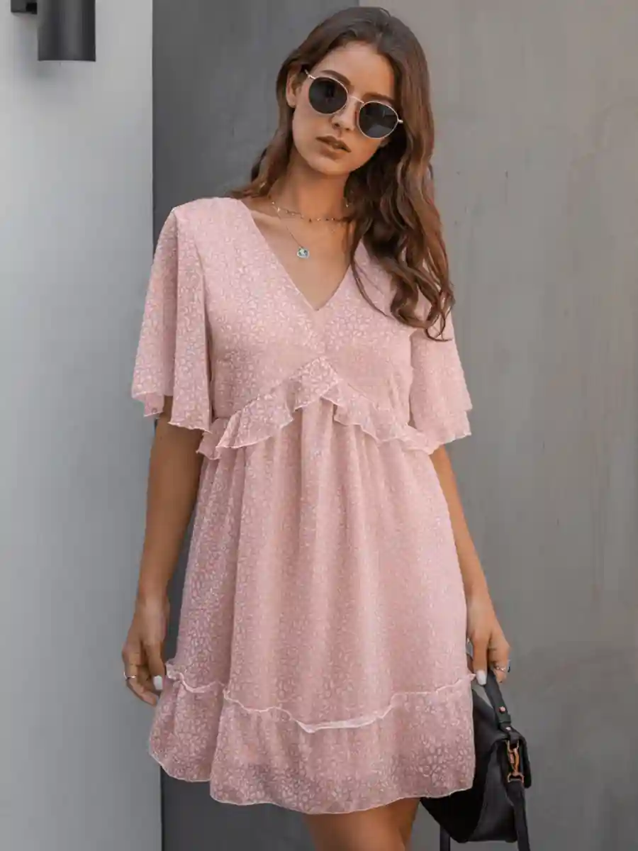 Boho Chic Powder Pink Dress - Image 4