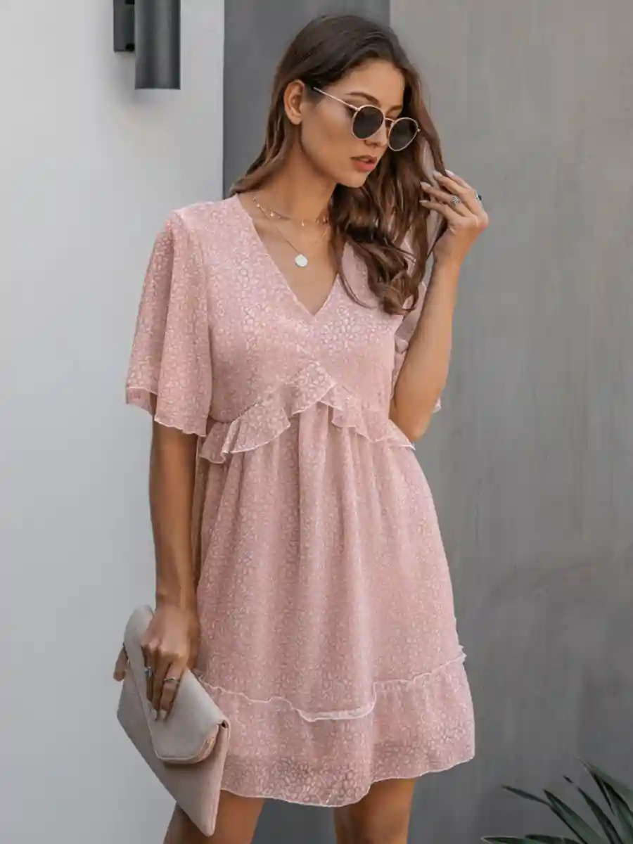 Boho Chic Powder Pink Dress - Image 5