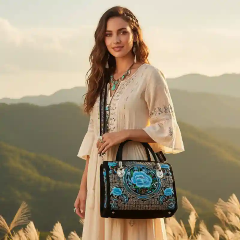 Boho Embroidered Crossbody Purse - Image 6
