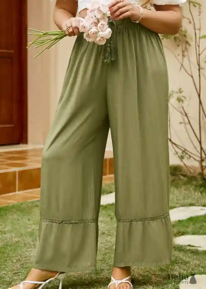Boho Flare Pants khaki green - Image 3
