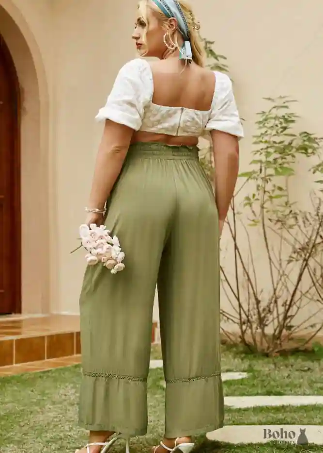 Boho Flare Pants khaki green - Image 4