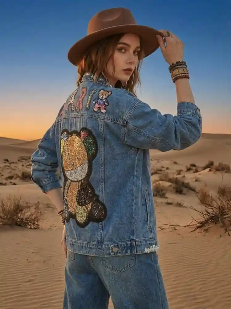 Boho Jacket Denim Cartoon - Image 3