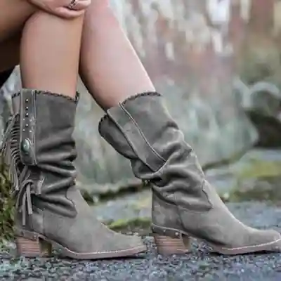 Boho Mid-Long Fringed Boots - Image 8