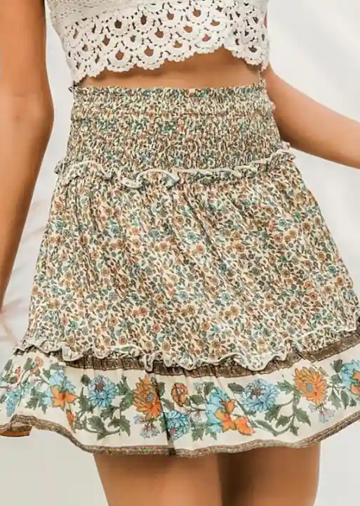 Boho Short Skirt Floral flared - Image 4
