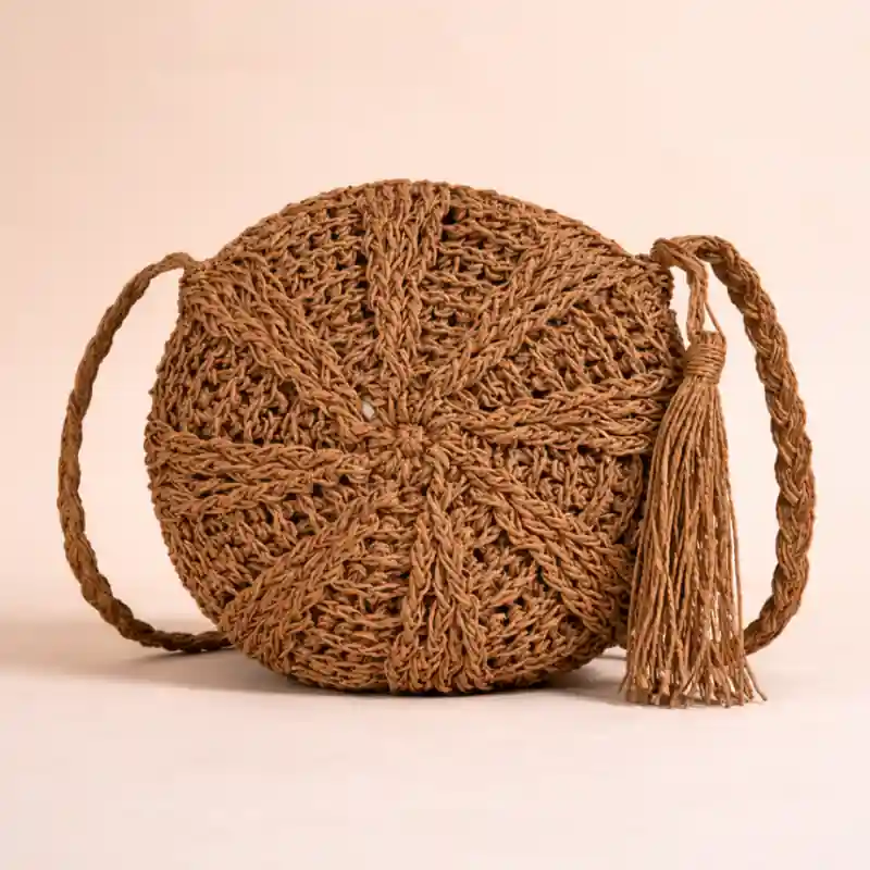 Woven Straw Crossbody Bag - Image 4