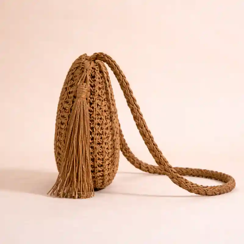 Woven Straw Crossbody Bag - Image 5