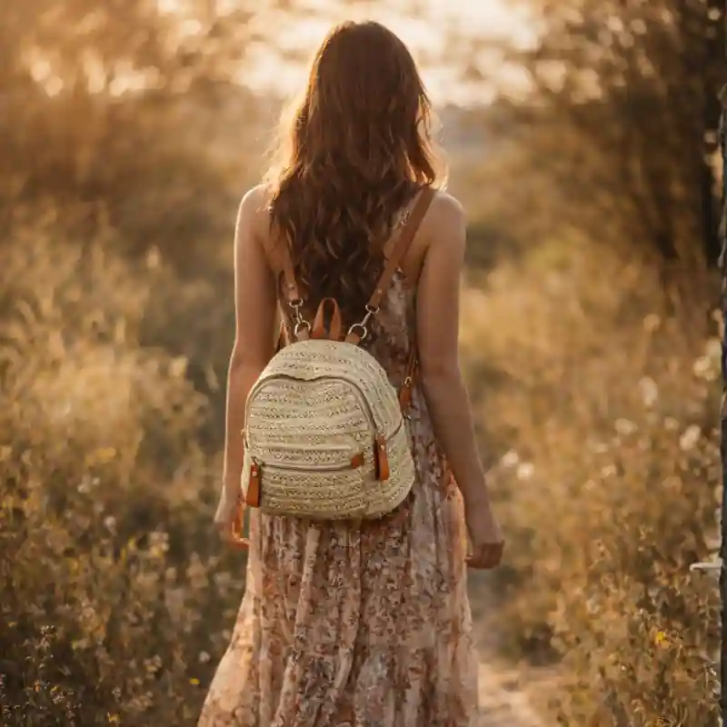 Boho Straw Backpack - Image 3