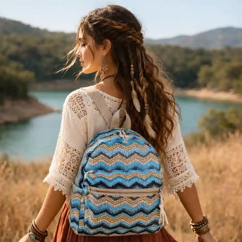 Boho Straw Backpack for Women - Image 4