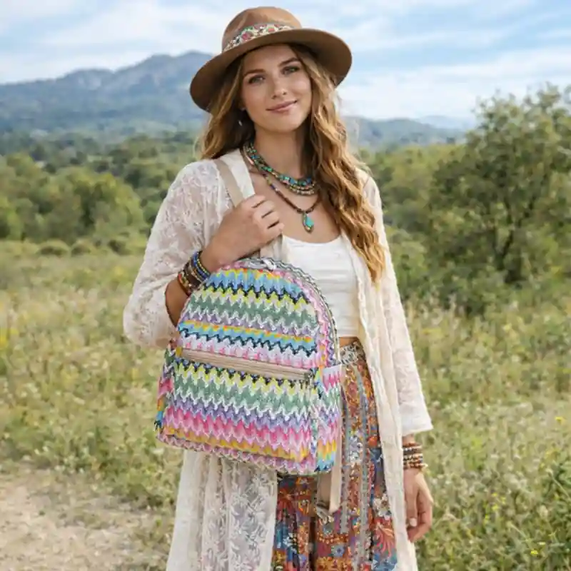 Boho Straw Backpack for Women - Image 5