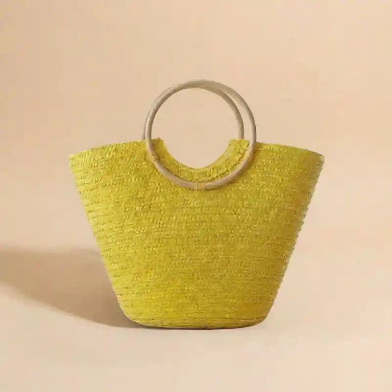 Boho Straw Tote Bag Big Flower - Image 4