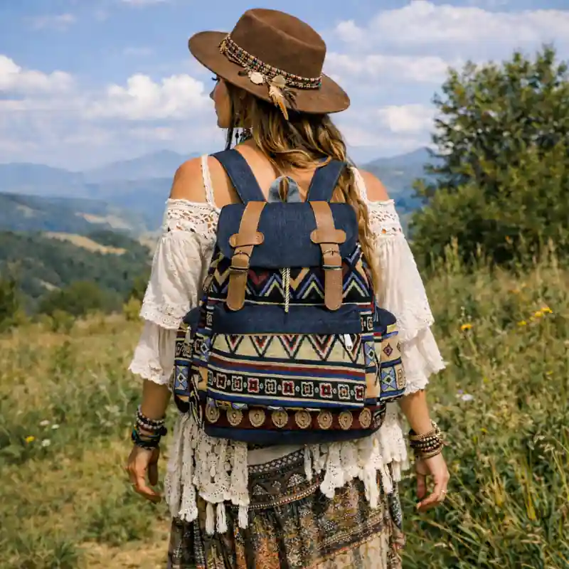 Boho Tribal Canvas Backpack - Image 5