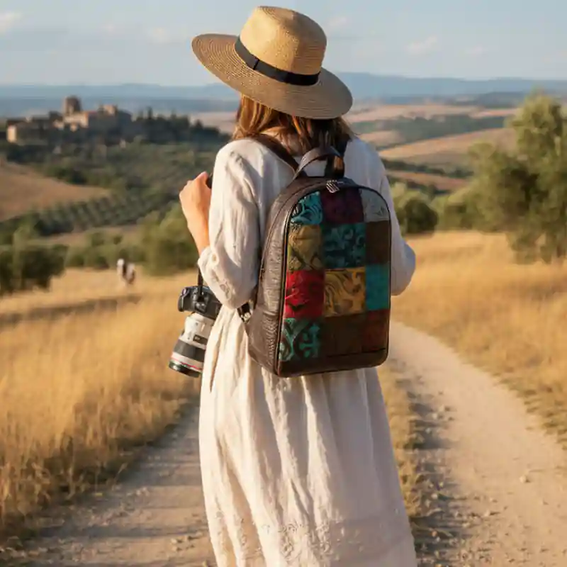 Hippie Leather Backpack Boho - Image 3