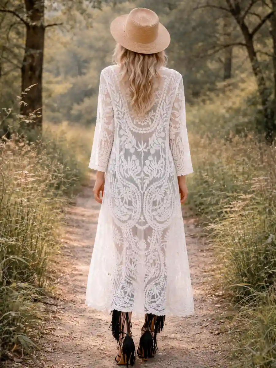 Long Lace Kimono Beach - Image 3
