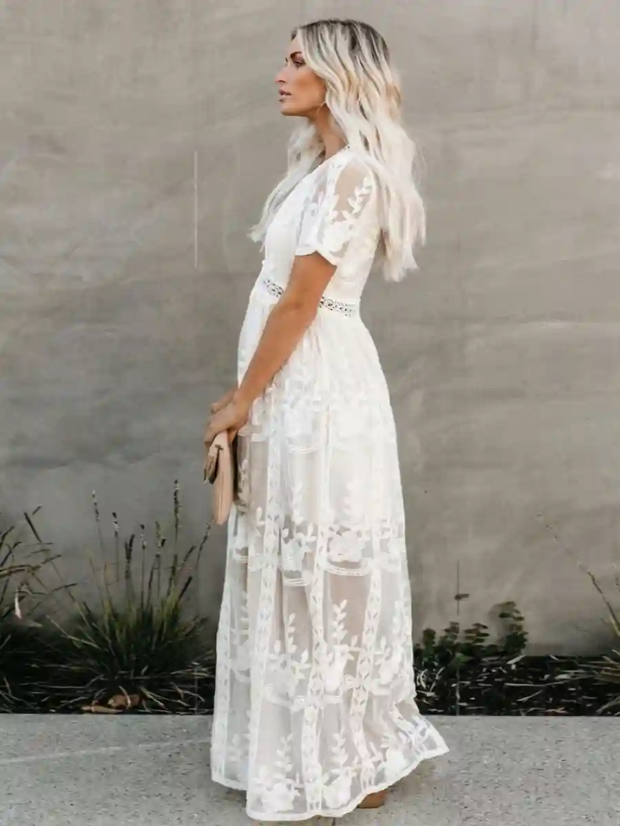 Long White Bohemian Dress - Image 3