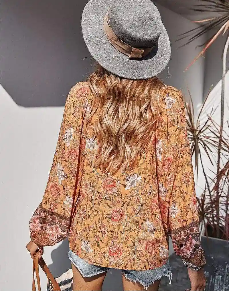 Orange Boho Blouse - Image 3