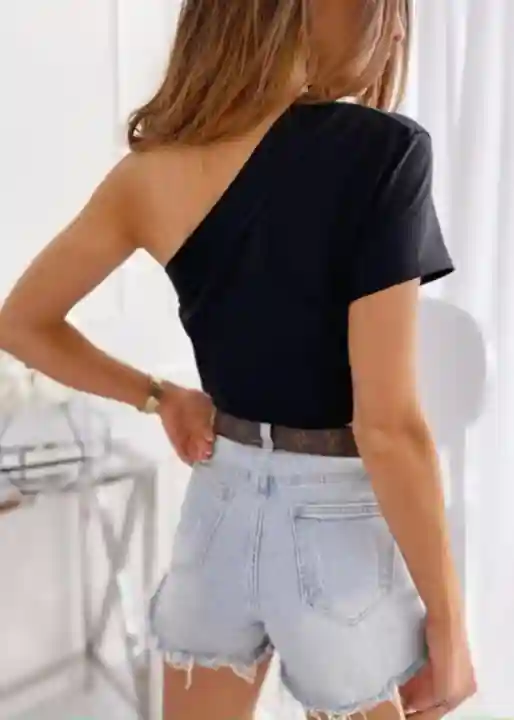 Top Boho One Shoulder Design Short Sleeve Slim - Image 3