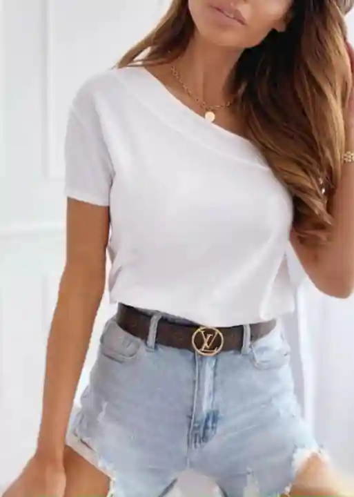 Top Boho One Shoulder Design Short Sleeve Slim - Image 4